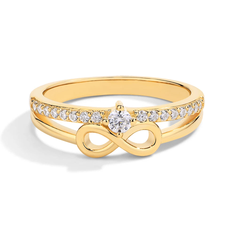MINTYBOX S925 Sterling Silver Lab Diamond Infinity Engagement Rings for Women 18k White Gold Plated Moissanite Ring Jewelry Gift
