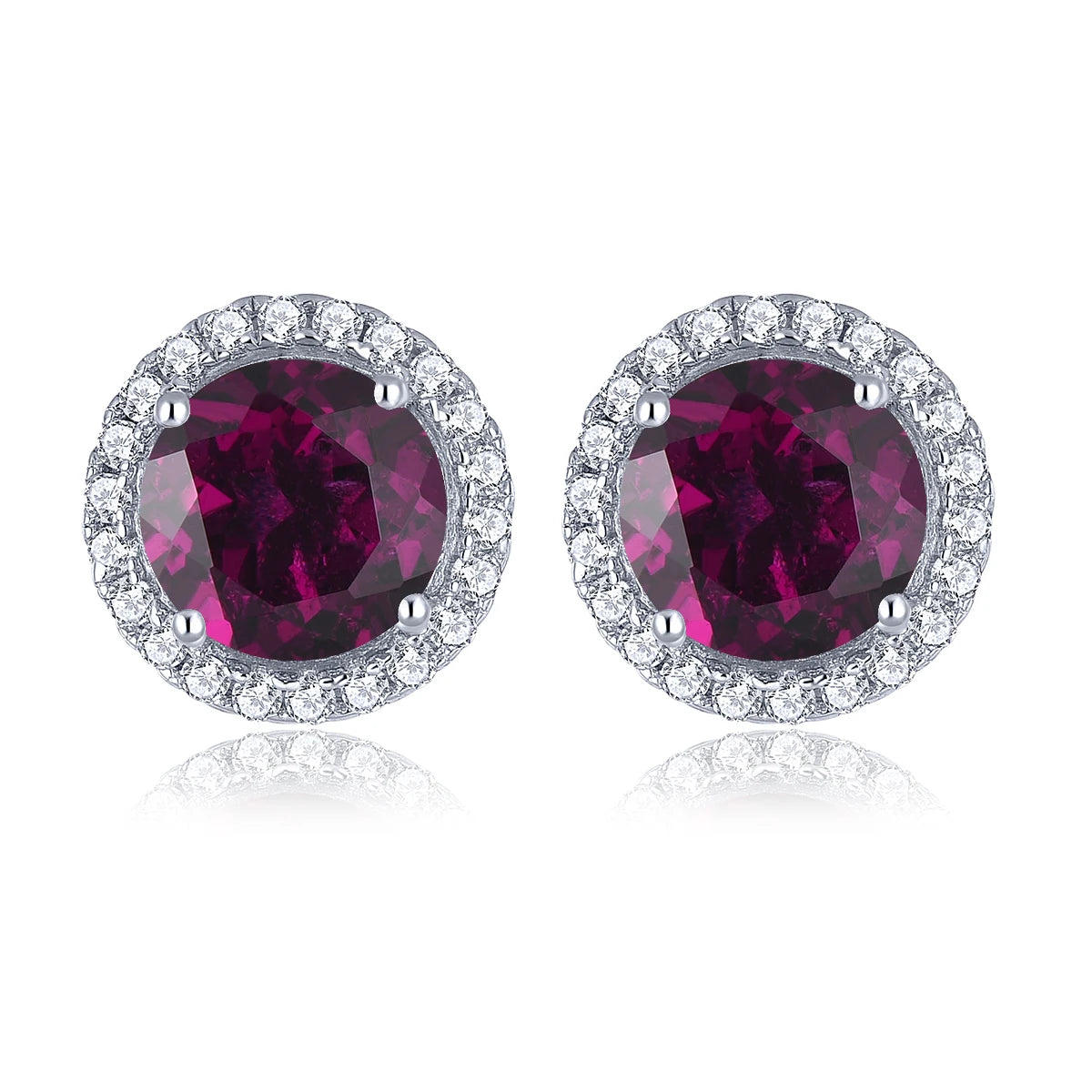 Natural Rhodolite Garnet Sterling Silver Stud Earring 2 Carats Genuine Rose Garnet Women Romantic Daily Style Fine Jewelrys