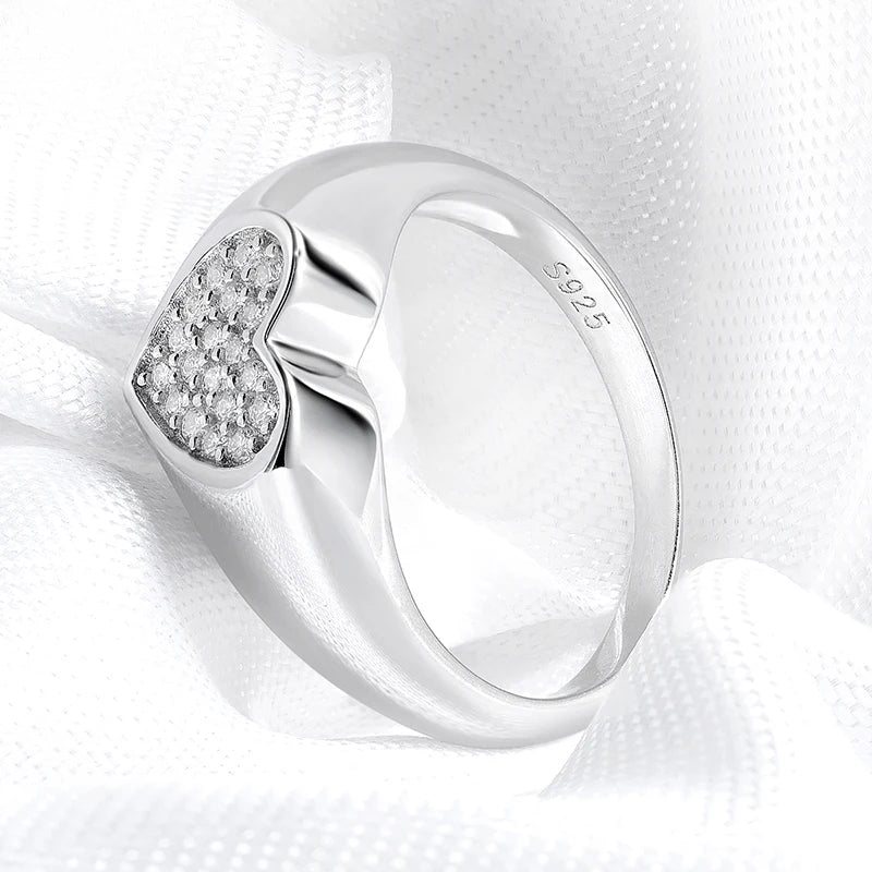 Smyoue 1.2mm Heart All Moissanite Rings for Women Sparkling Luxury Quality Fine Jewelry S925 Sterling Silver Plated 18k Band