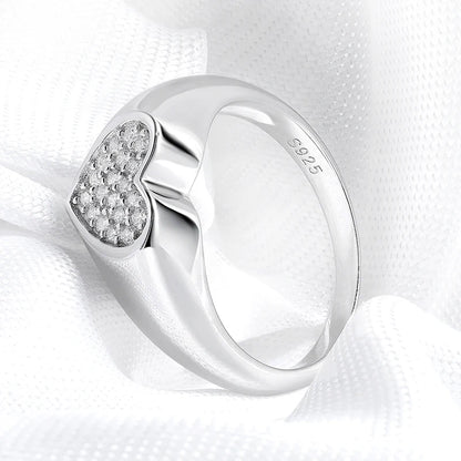 Smyoue 1.2mm Heart All Moissanite Rings for Women Sparkling Luxury Quality Fine Jewelry S925 Sterling Silver Plated 18k Band