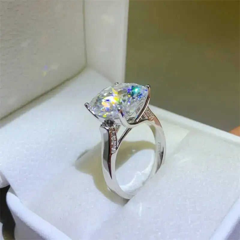 5CT Round Moissanite Real 925 Sterling SilverEngagement Ring For Women  Flower Design Luxury Wedding Band Fine Jewelry Gift