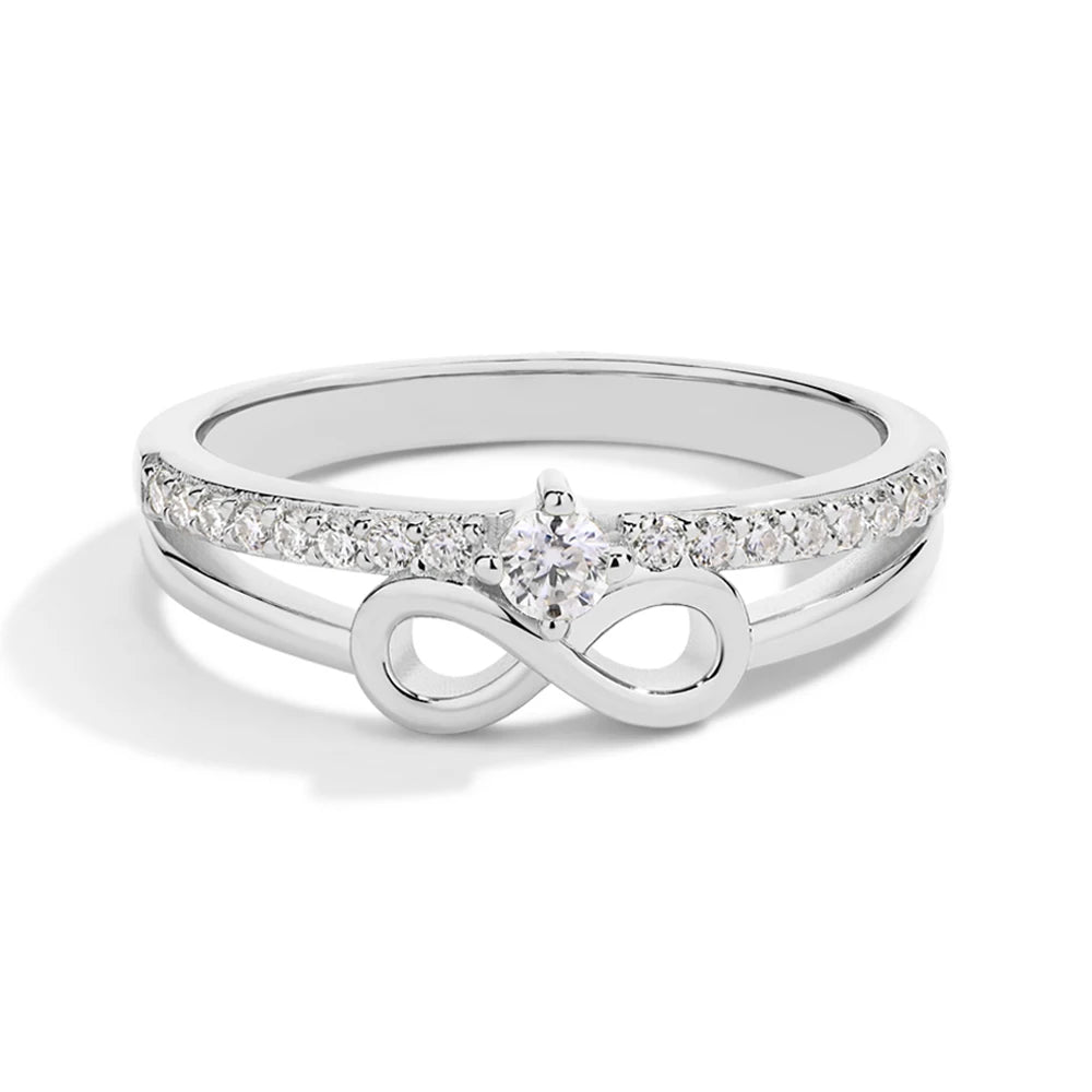 MINTYBOX S925 Sterling Silver Lab Diamond Infinity Engagement Rings for Women 18k White Gold Plated Moissanite Ring Jewelry Gift