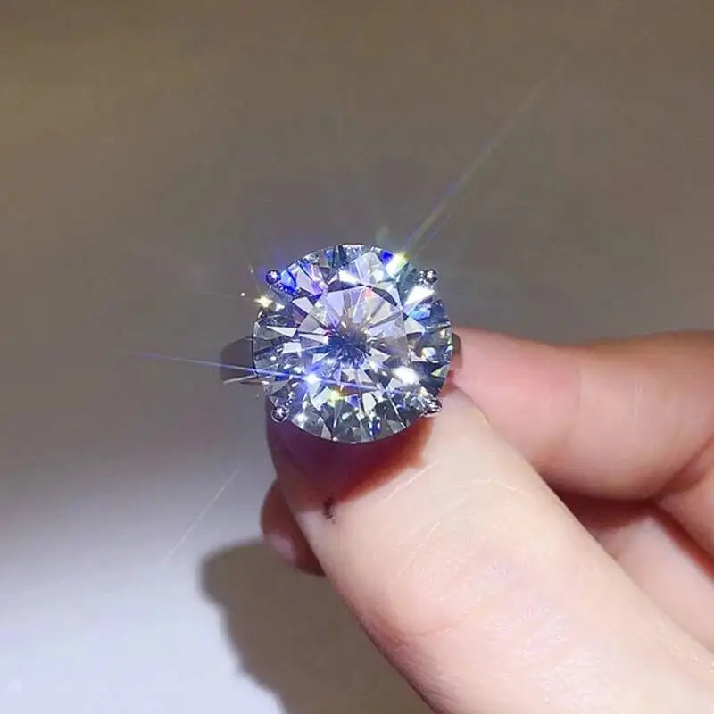 5CT Round Moissanite Real 925 Sterling SilverEngagement Ring For Women  Flower Design Luxury Wedding Band Fine Jewelry Gift
