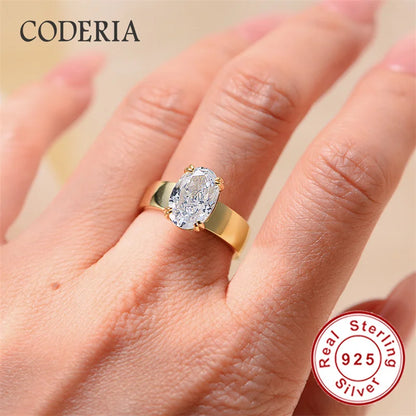 Real D Color Moissanite Ring 8*12mm 4.5CT Oval Cut 925 Sterling Silver Rings for Women Wedding Promise Band High Quality Jewelry