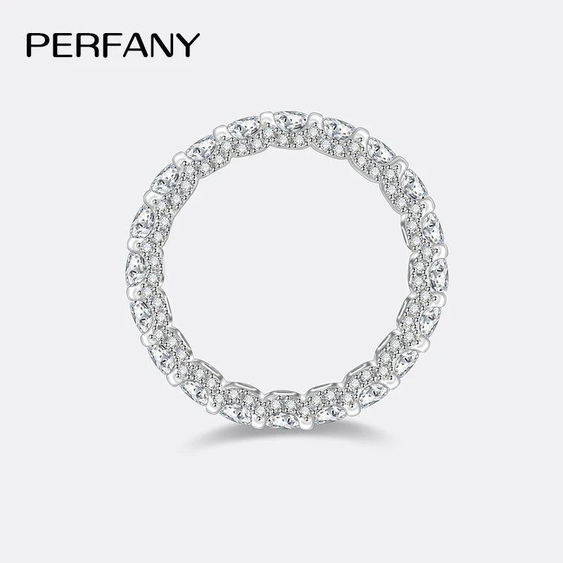 PERFANY 2.1CT Moissanite Ring for Women S925 Pure Silver Sparkling Eternal GRA Certified Diamond Ring Luxury Wedding Jewelry