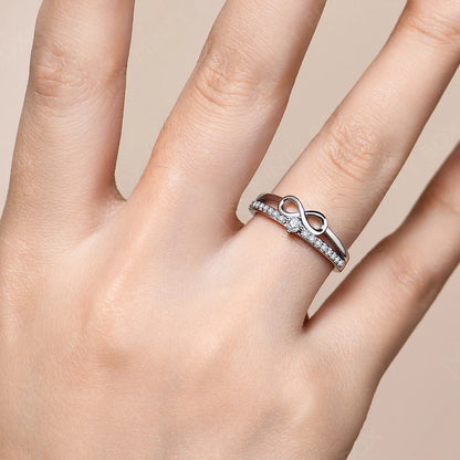 MINTYBOX S925 Sterling Silver Lab Diamond Infinity Engagement Rings for Women 18k White Gold Plated Moissanite Ring Jewelry Gift