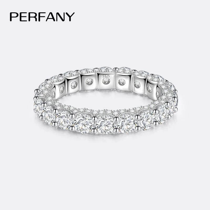 PERFANY 2.1CT Moissanite Ring for Women S925 Pure Silver Sparkling Eternal GRA Certified Diamond Ring Luxury Wedding Jewelry