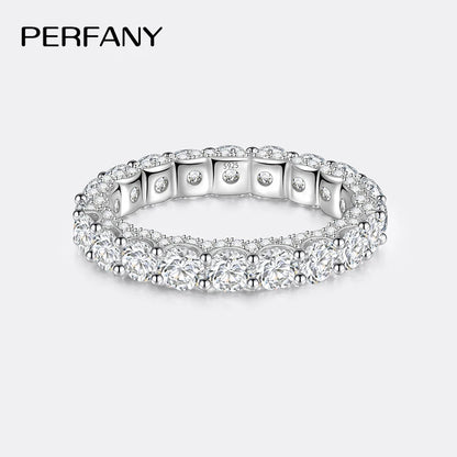PERFANY 2.1CT Moissanite Ring for Women S925 Pure Silver Sparkling Eternal GRA Certified Diamond Ring Luxury Wedding Jewelry