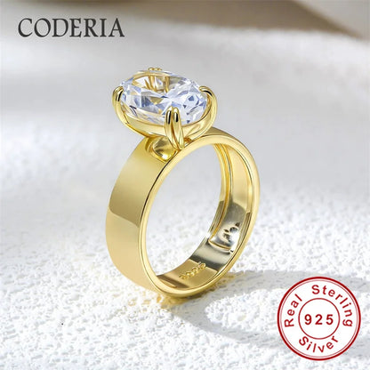Real D Color Moissanite Ring 8*12mm 4.5CT Oval Cut 925 Sterling Silver Rings for Women Wedding Promise Band High Quality Jewelry
