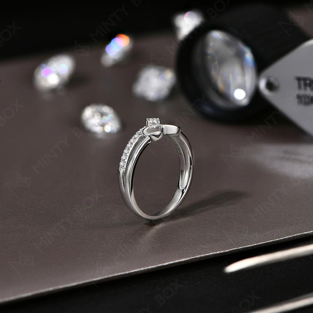 MINTYBOX S925 Sterling Silver Lab Diamond Infinity Engagement Rings for Women 18k White Gold Plated Moissanite Ring Jewelry Gift