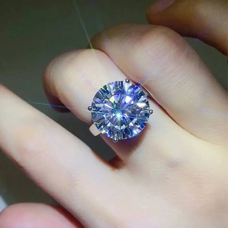 5CT Round Moissanite Real 925 Sterling SilverEngagement Ring For Women  Flower Design Luxury Wedding Band Fine Jewelry Gift